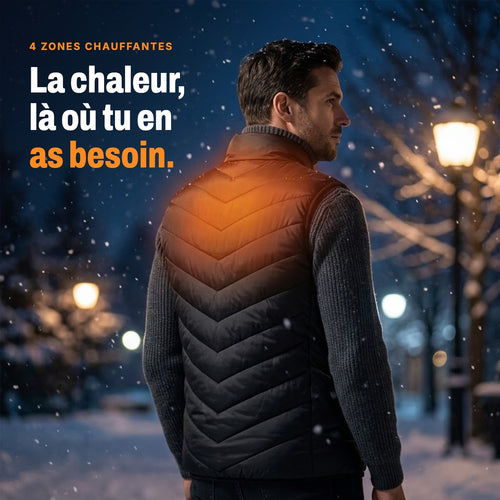 Gilet chauffant Nordelyn : 4 zones chauffantes dans le dos et le torse